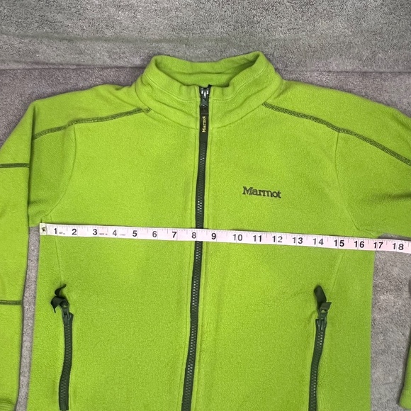 Marmot Kids’ Fleece Full Zip Neon Sweater Jacket Sz L Green Outdoor Hunting Fall - Picture 9 of 12